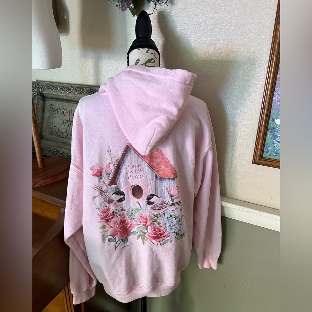 Women’s Home Sweet Home Birdhouse Pink Hoodie - Picture 1 of 5